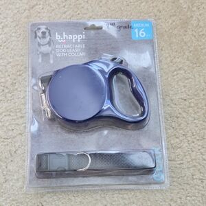 Blue Retractable Dog Leash with Collar